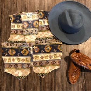 Vintage Cotton Southwestern Vest, Wood Buttons